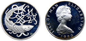 Isle of Man British dependency Elizabeth II ½ Penny 1980 PM Pobjoy mint(Mintage 10000) 2nd portrait Silver PF 2.2g KM# 58a