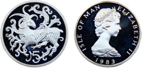 Isle of Man British dependency Elizabeth II 20 Pence 1983 PM Pobjoy mint(Mintage 5000) 2nd portrait Silver PF 6.7g KM# 61b