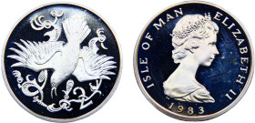 Isle of Man British dependency Elizabeth II 20 Pence 1983 PM Pobjoy mint(Mintage 5000) 2nd portrait Silver PF 8.5g KM# 60b