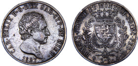 Italy States Kingdom of Sardinia Carlo Felice 5 Lire 1827 P Silver VF 24.7g KM# 116