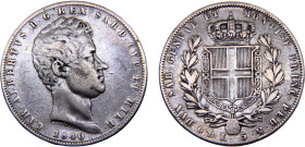 Italy States Kingdom of Sardinia Carlo Alberto 5 Lire 1840 P Genoa mint Silver VF 24.4g KM# 130