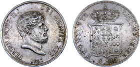 Italy States Kingdom of the Two Sicilies Ferdinando II 120 Grana 1857 4th portrait Silver XF 27.5g KM#370