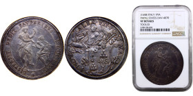 Italy States Papal States Alexander VII 1 Piastra ND (1658) "DISPERSIT DEDIT PAVPERIBVS", St. Thomas of Villanov Silver NGC VF KM# 290