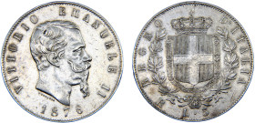 Italy Kingdom Vittorio Emanuele II 5 Lire 1876 R Rome mint Silver AU 25g KM#8.4