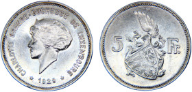 Luxembourg Grand duchy Charlotte 5 Francs 1929 Stuttgart mint Silver AU 8g KM# 38