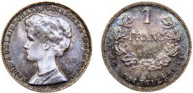 Luxembourg Grand duchy Marie-Adelaïde 1 Franc 1914 F Breslau mint(Mintage 3000) Essai, pattern Silver SP 4.4g KM# E28