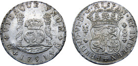 Mexico Spanish colony Fernando VI 8 Reales 1751 Mo MF Mexico City mint Cleaned Silver AU 27g KM#104.1