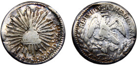 Mexico Federal Republic 1 Real 1825 Mo JM Mexico City mint Silver F 3.2g KM#372.8