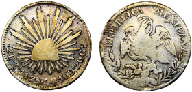 Mexico Federal Republic 2 Reales 1828 Zs AO Zacatecas mint Silver F 6.1g KM#374.12