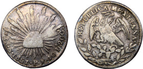 Mexico Federal Republic 2 Reales 1851 Go PF Guanajuato mint Silver VF 6.5g KM#374.8