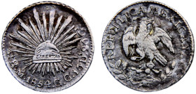 Mexico Federal Republic 1/2 Real 1854 Mo GC Mexico City mint Silver XF 1.7g KM#370.9