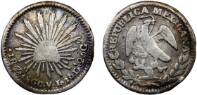 Mexico Federal Republic 1 Real 1860 Zs VL Zacatecas mint Silver F 3.2g KM#372.10