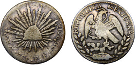 Mexico Federal Republic 2 Reales 1861 Go PF Guanajuato mint Silver VF 6.5g KM#374.8