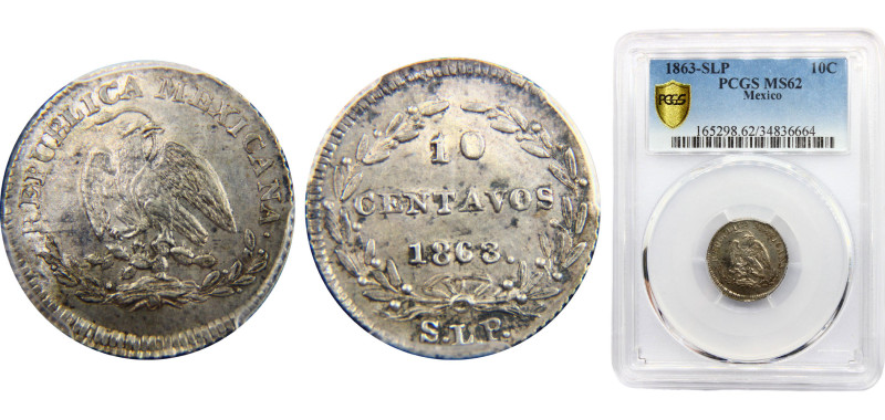 Mexico Federal Republic 10 Centavos 1863 SLP San Luis Potosi mint Sold 900Euros ...