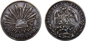 Mexico Federal Republic 8 Reales 1891 Pi MR San Luis Potosi mint Silver XF 27.2g KM#377.12