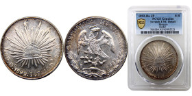 Mexico Federal Republic 8 Reales 1892 Do JP Durango mint Silver PCGS UNC KM#377.4