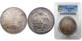 Mexico Federal Republic 8 Reales 1892 Go RS Guanajuato mint Silver PCGS MS62 KM#377.8