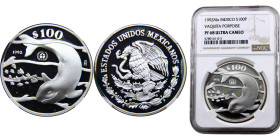 Mexico United Mexican States 100 Pesos 1992 Mo Mexico City mint United Nations Environment Protection Program, Vaquita Silver NGC PF68 KM# 566