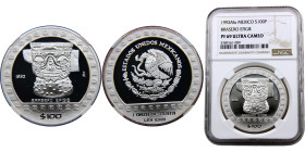 Mexico United Mexican States 100 Pesos 1992 Mo Mexico City mint(Mintage 4000) Bullion Coinage, Pre-Columbian Aztec Series, Brasero Efigie Silver NGC P...