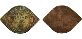Netherlands East Indies Dutch colony Tandjong Alam Wilhelmina 1 Dollar Reis 1891 Plantation tokens Brass XF 20.7g LaBe# 310 R2
