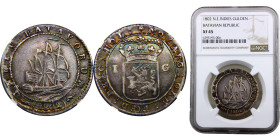 Netherlands East Indies Dutch colony Batavian Republic 1 Gulden 1802 Silver NGC XF45 KM# 193.4
