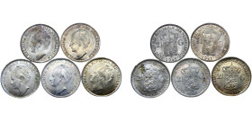 Netherlands East Indies Dutch colony Wilhelmina 2½ Gulden 1943 D Denver mint 5 Lots Silver UNC KM# 331