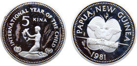 New Guinea Constitutional Monarchy Elizabeth II 5 Kina 1981 (Mintage 8775) International Year of the Child Silver PF 26.7g KM# 18