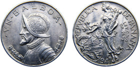 Panama Republic 1 Balboa 1947 Philadelphia mint Silver UNC 26.7g KM# 13