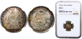 Peru Republic 1 Dinero 1898 JF Lima mint Silver NGC MS63 KM#204.2