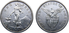 Philippines Insular Government 1 Peso 1907 S San Francisco mint U.S. Administration Silver AU 20g KM# 172