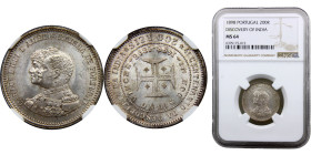 Portugal Kingdom Carlos I 200 Reis 1898 400th Anniversary of the Discovery of India Silver NGC MS64 KM# 537