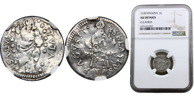 Ragusa Republic Dinarić 1 Grosetto 1630 Silver NGC AU KM# 5