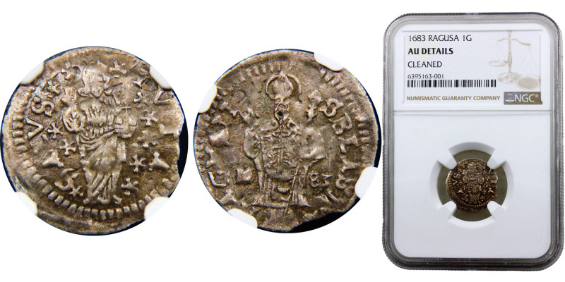 Ragusa Republic Dinarić 1 Grosetto 1683 Silver NGC AU KM# 5