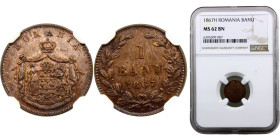 Romania Kingdom Carol I 1 Banu 1867 H Heaton's mint Copper NGC MS62 KM# 1.1