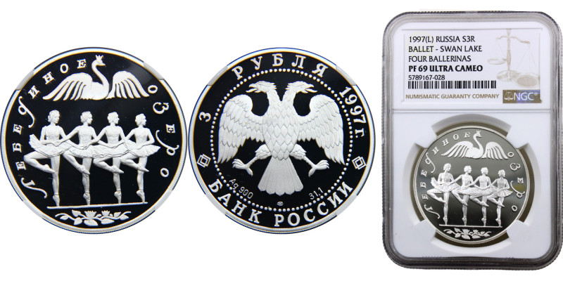 Russia Russian Federation 3 Rubles 1997 ЛМД Saint Petersburg mint(Mintage 10000)...