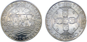 Saint Thomas & Prince Portuguese colony 50 Escudos 1970 500th Anniversary of Discovery Silver BU 18g KM# 21