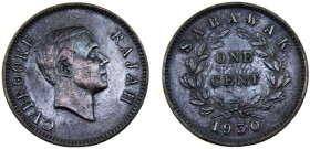 Sarawak British protectorate Charles V. Brooke Rajah 1 Cent 1930 H Heaton's mint Bronze XF 5.5g KM# 18
