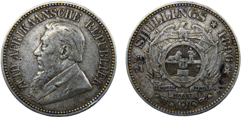 South Africa Zuid Afrikaansche Republiek 2 ½ Shillings 1896 Pretoria mint Silver...