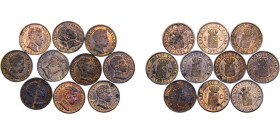 Spain Kingdom Alfonso XIII 1 Centimo 1906 *19-06 SLV 10 Lots, 4th portrait Bronze AU/UNC KM# 726