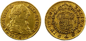 Spain Charles III 1 Escudo 1787 M DV Madrid mint Gold XF/AU 3.4g KM# 416a