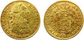 Spain Charles III 2 Escudos 1788 M M Madrid mint Original Gloss Gold AU 6.8g KM# 417a