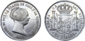 Spain Kingdom Isabel II 20 Reales 1853 Madrid mint Silver XF 26.1g KM#593.2