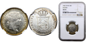 Spain Kingdom Isabel II 40 Centimos de Escudo 1866 Madrid mint Silver NGC AU55 KM#628.2
