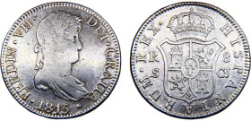 Spain Kingdom Fernando VII 8 Reales 1815 S CJ Seville mint 2nd portrait Silver VF 26.6g KM#466.4