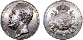 Sweden Kingdom Oscar II Medal 1892 Swedish Fire Insurance Agency, 57mm Silver UNC 83.4g