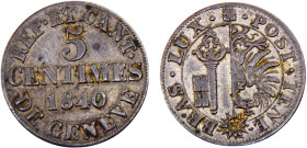 Switzerland Swiss cantons Canton of Geneva 5 Centimes 1840 Billon XF 2.1g KM# 131