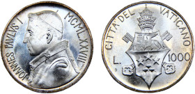 Vatican City City State John Paul I 1000 Lire 1978 Silver BU 14.7g KM# 142