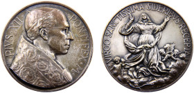 Vatican City Pivs XII Medal ND VIRGO SANCTISSIMA SIDERIBUS RECEPTA, Virgen María, Engraver Datiziano Pagani, MI/TRA ZZI, 60mm Silver UNC 93.4g