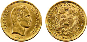 Venezuela United States 10 Bolivares 1930 Philadelphia mint(Mintage 50000) Centenary of the death of the Liberator Gold UNC 3.3g Y# 31