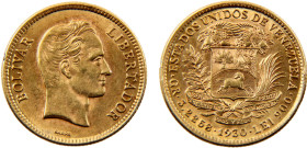 Venezuela United States 10 Bolivares 1930 Philadelphia mint(Mintage 50000) Centenary of the death of the Liberator Gold UNC 3.2g Y# 31